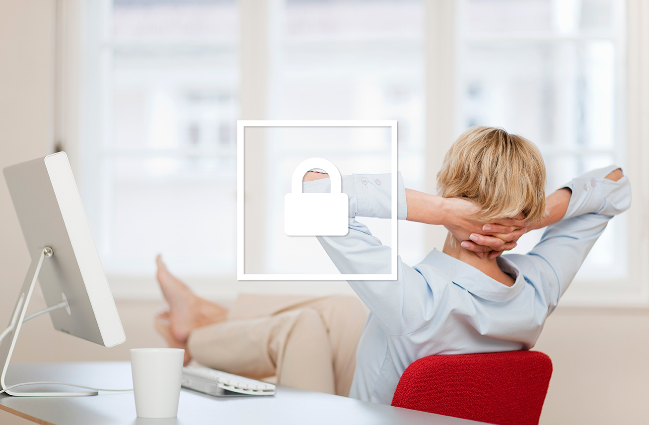 A woman relaxes because she knows her Carousel system is secure
