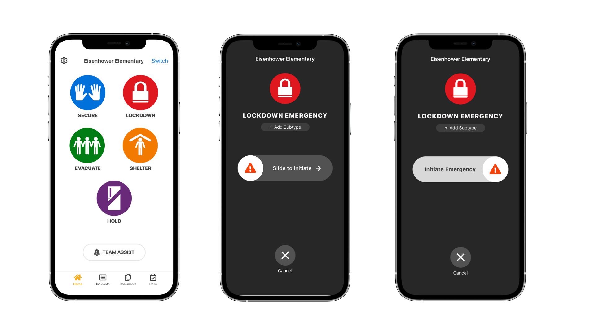 Raptor Technologies app for mobile devices that initiates alert sequence.